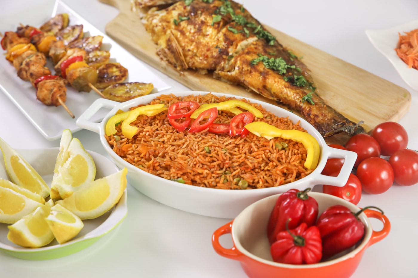 Grilled fish and rice
